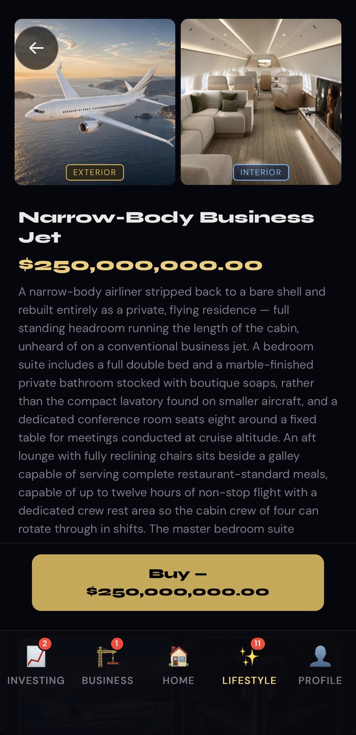 SelfMade private jet screenshot