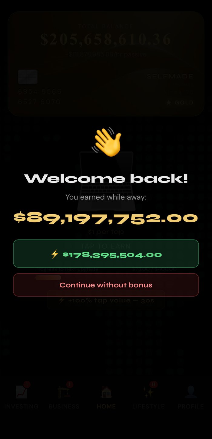 SelfMade welcome back screenshot